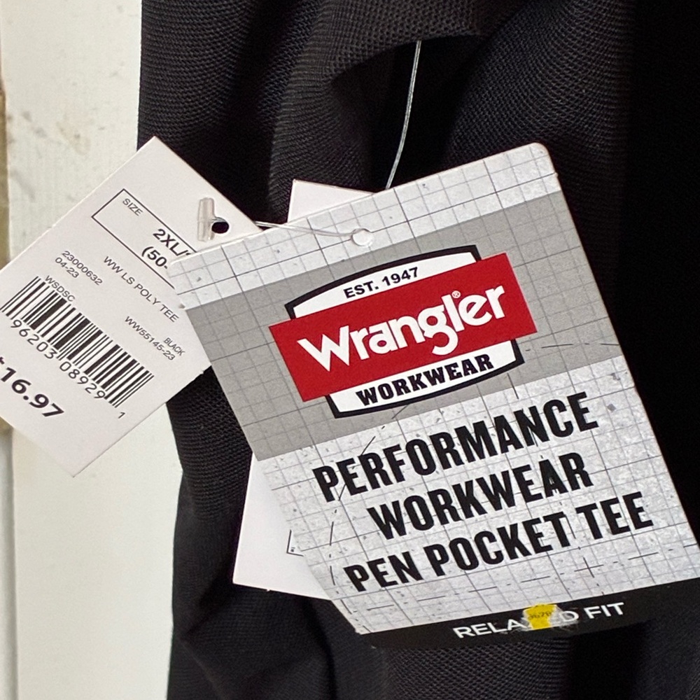 NWT Wrangler Workwear Men's Long Sleeve Heavyweight Pocket T-Shirt - Picture 5 of 6